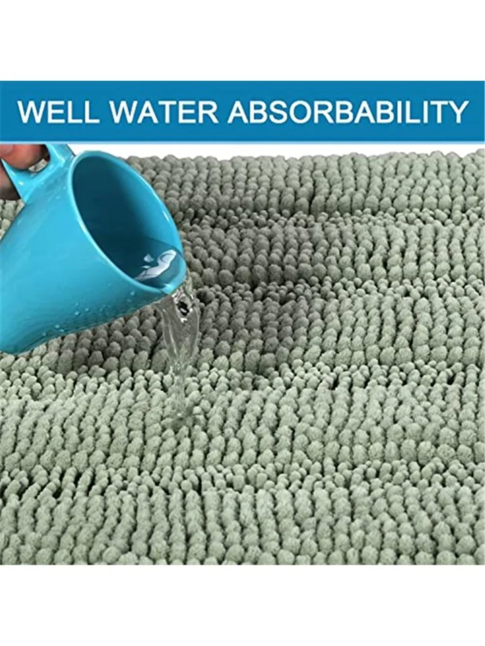 Thick Chenille Bath Rug Set Ultra Soft Absorbent Non Slip Bathroom Floor Mats